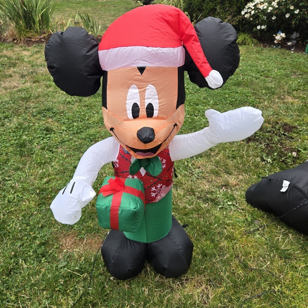 Lighted Disney Mickey Mouse Presents Christmas Inflatable Decor 3.5ft Xmas